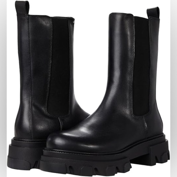 Steve Madden Echoe genuine leather lug chunky sole Chelsea boot platform - Picture 1 of 6